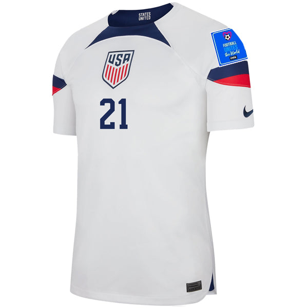 USA Timothy Weah 2022-2023 FIFA World Cup Home Jersey –  Fan Version S