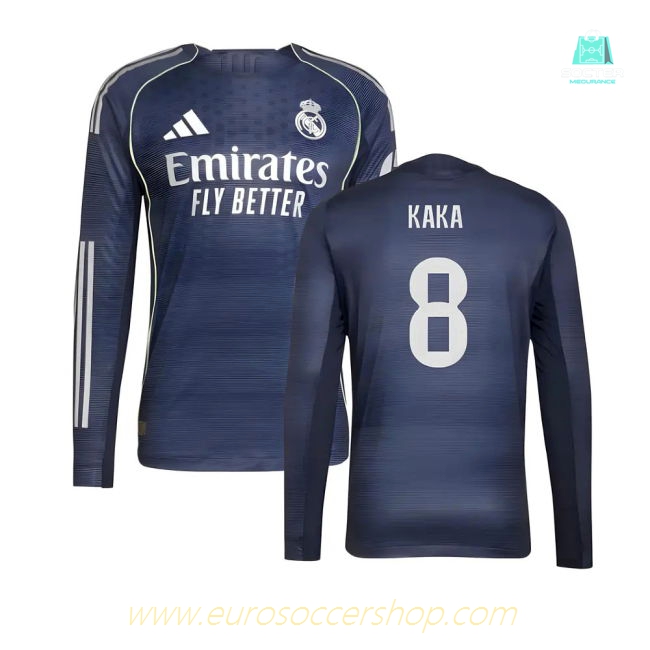 2025-2026 Real Madrid Authentic Long Sleeve Away Shirt (Kaka 8)