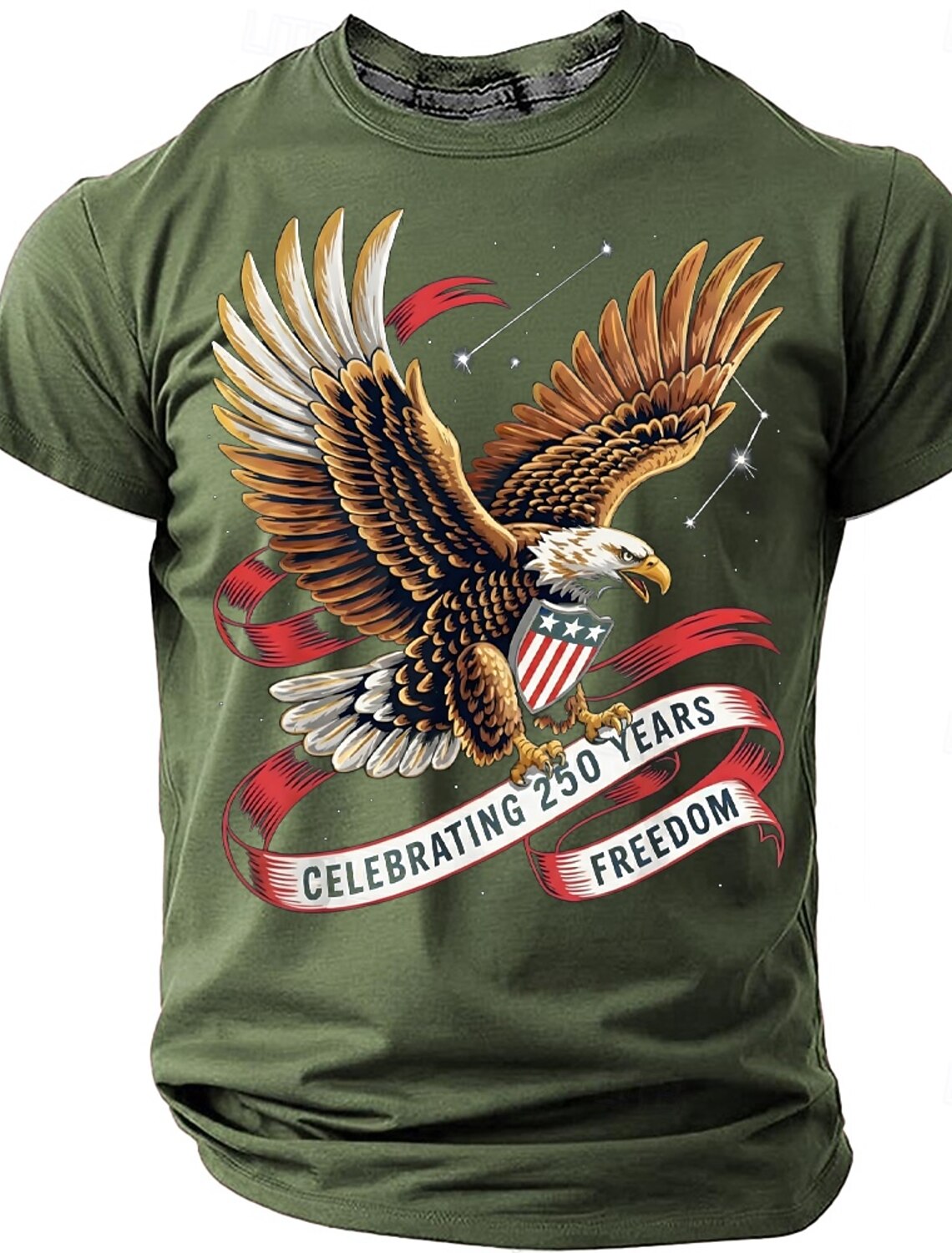 4th of July 2026 250th Memorial Day Men's 3D Print US Flag Crew Neck Short Sleeve T-Shirt Daily Street