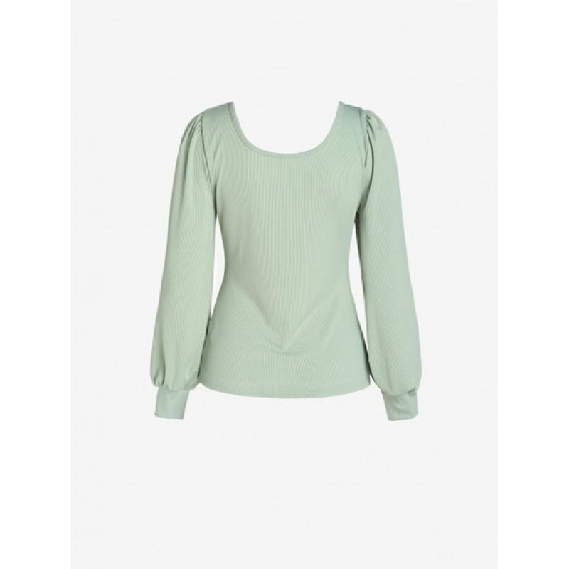 Lantern Sleeve U Neck T Shirt DO6569