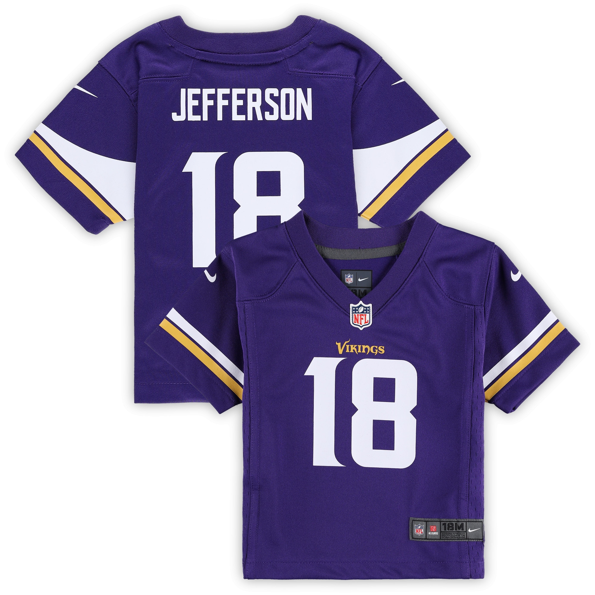 [LK] Justin Jefferson #18 Minnesota Vikings Infant Team Player Game Jersey - Purple