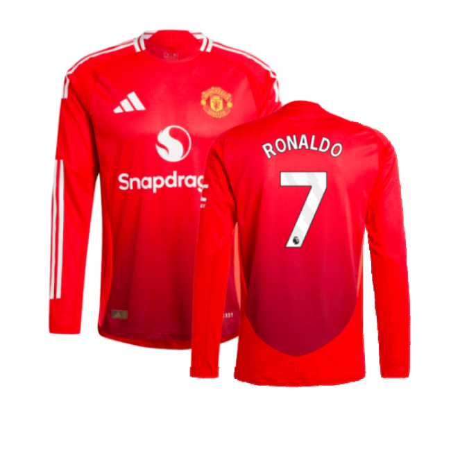 Official 2024-2025 Man Utd Authentic Long Sleeve Home Shirt (ronaldo