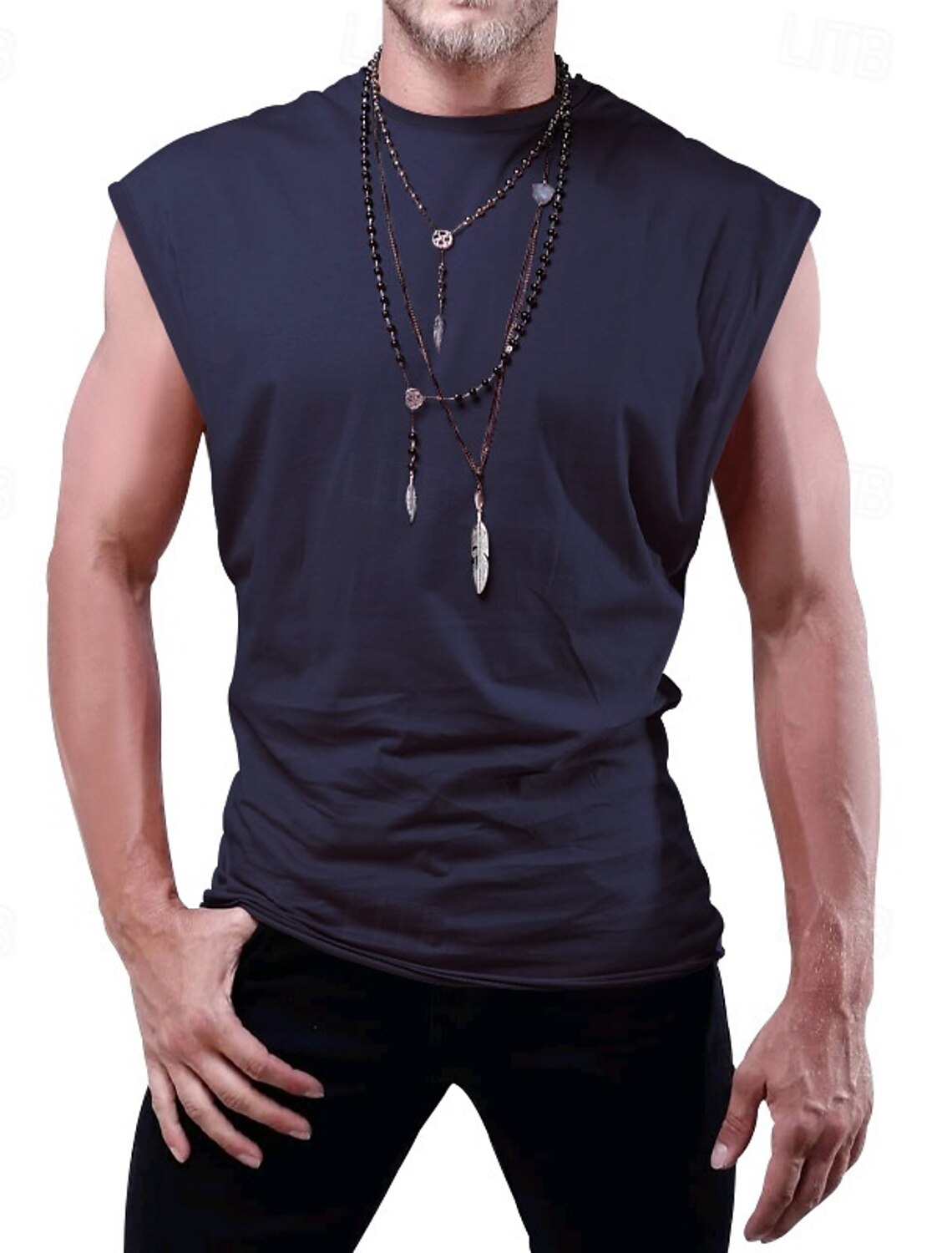 Men's Tank Top Vest Undershirt Sleeveless Shirt Crewneck Spring &