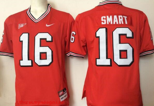 comfortable Men's UGA GA Kirby Smart #16 Red 2024 Football Jersey