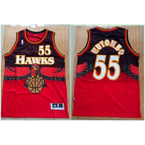 Atlanta Hawks #55 Dikembe Mutombo Red Throwback Stitched NBA Jersey Mens