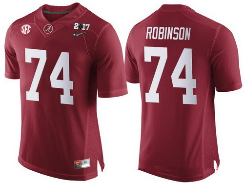 Men's ALA Tide Red 2017 team authorized Cam Robinson #74 authentic