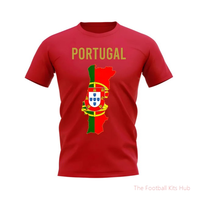 Men Portugal Map T-shirt (Red) UEFA Euro