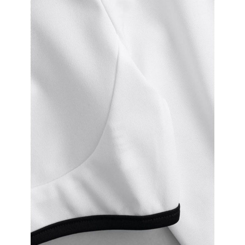 Contrast Piping Corset Style Crop Tee BW5211