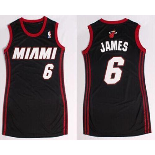Miami Heat #6 LeBron James Black Dress Womens Stitched NBA Jersey Womens