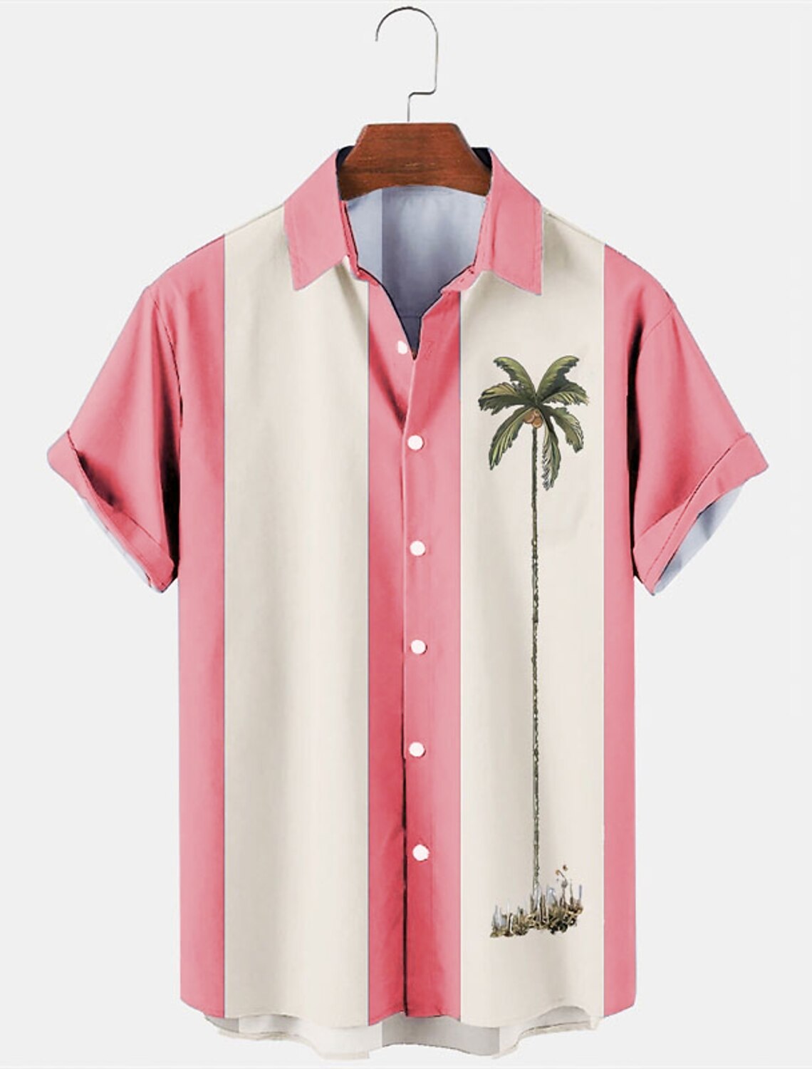 Men's Color Block Coconut Tree Tropical Plants Shirt Summer Hawaiian