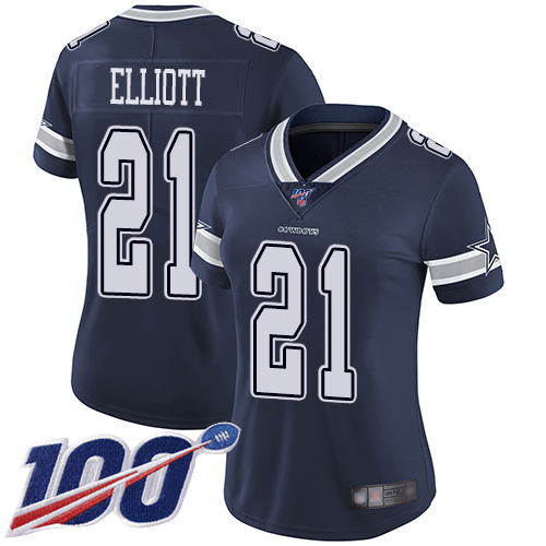 Official NFL s Dallas Cowboys #21 Ezekiel Elliott Navy Limited Jersey