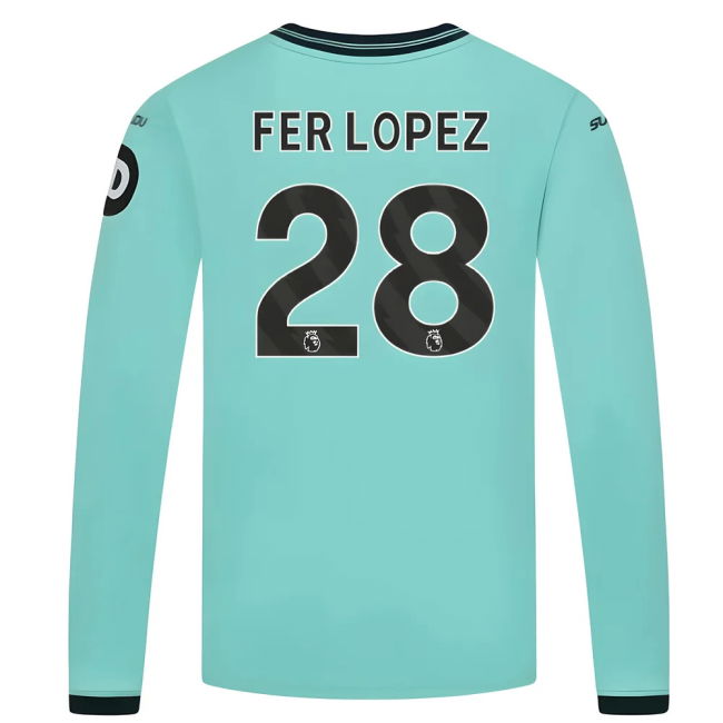 2025-2026 Wolves Long Sleeve Away Jersey (Kids) (Fer Lopez 28)