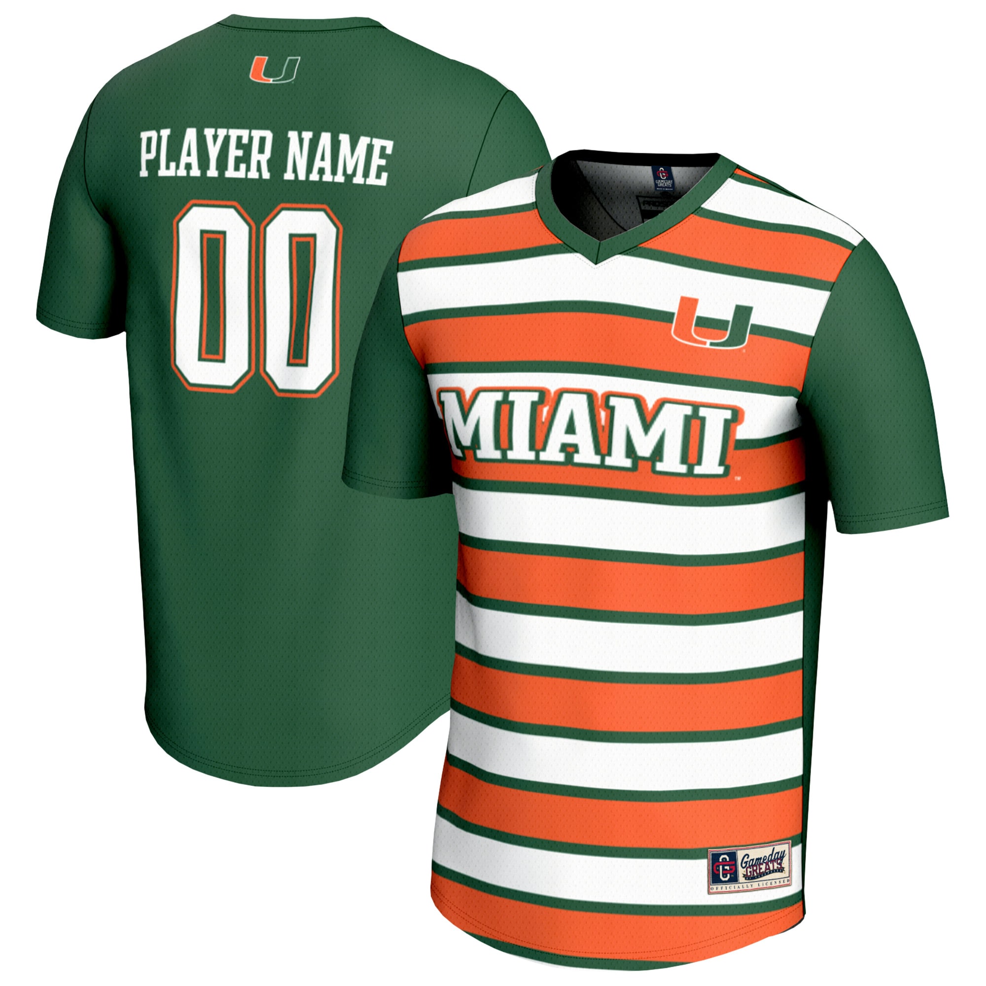[NJP] Miami Hurricanes GameDay Greats Youth NIL Pick-A-Player Collegiate Women's Soccer Lightweight Fashion Jersey - Green