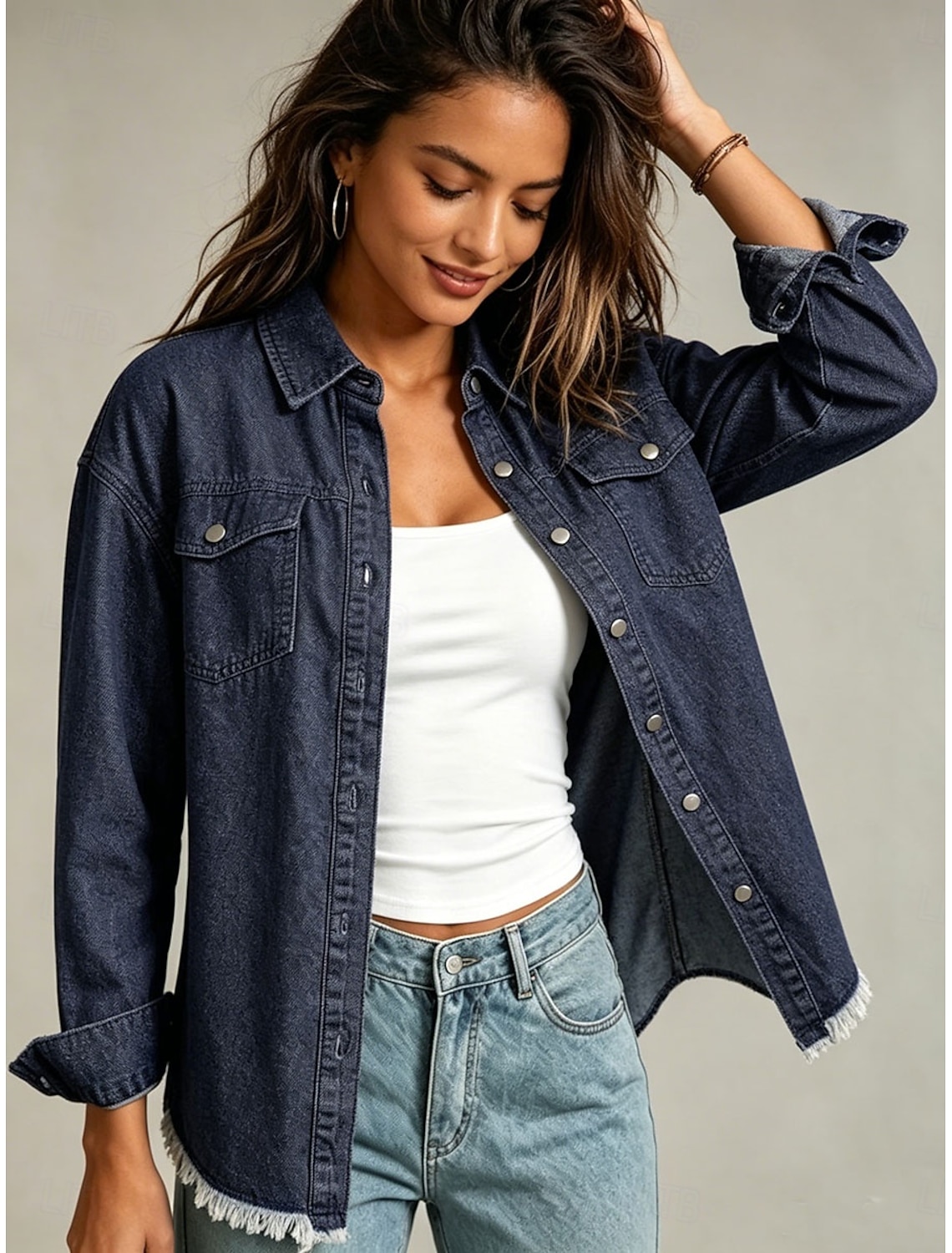Women's Jeans denim Skinny Pants Chinos Fashion Full Length High Waist Comfort Inelastic Vacation Formal Black Light Blue Gray Spring Slim Fit