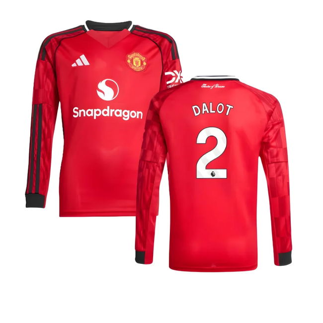 Pro-Grade Man Utd Dalot 2 2025 2025-2026 Man Utd Long Sleeve Home S...