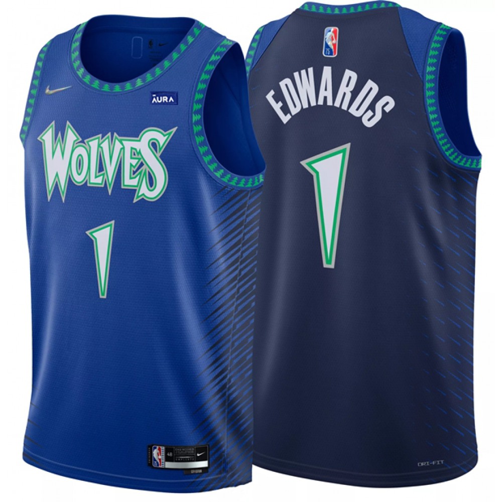 Exclusive Men's Timberwolves #1 Anthony Blue Basketball Jersey