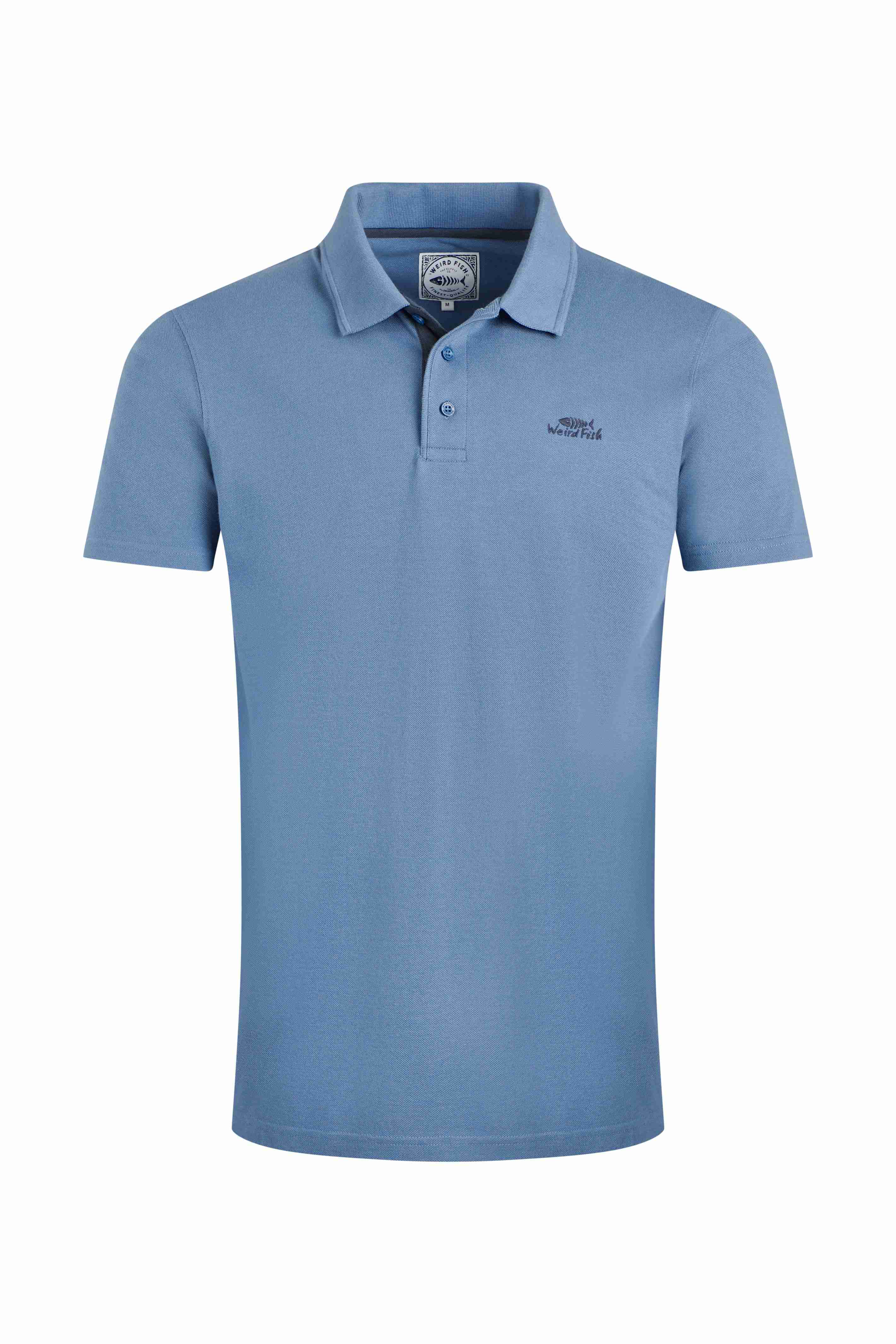 Miles Pique Polo Shirt Mid Blue
