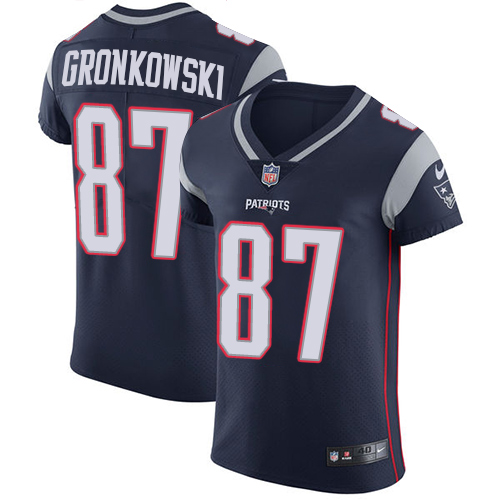 Official NFL NE Patriots #87 Rob Gronkowski Navy Elite Jersey