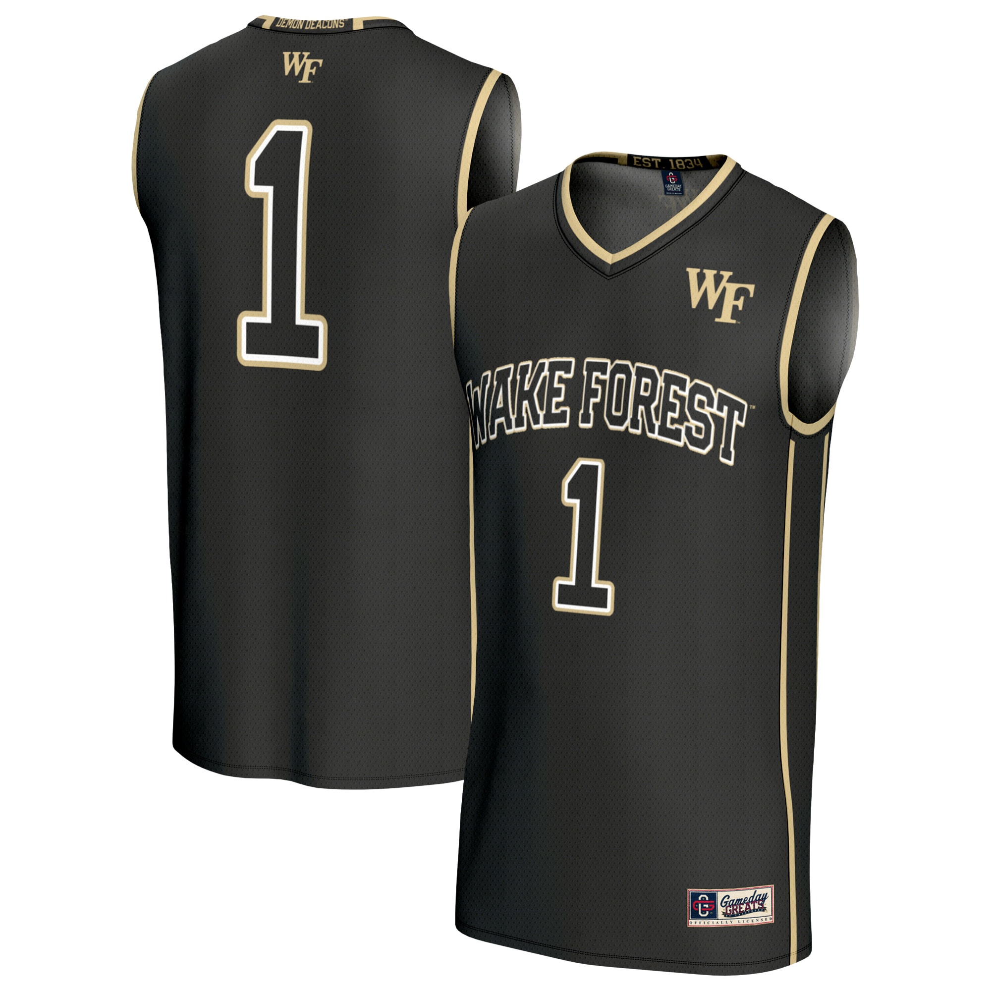 [NJP] Wake Forest Demon Deacons GameDay Greats Youth Lightweight Basketball Fashion Jersey - Black