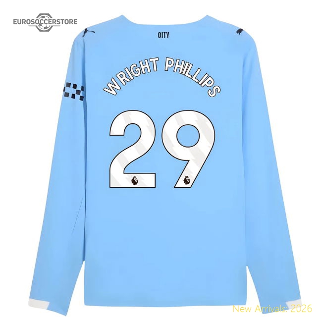 2025-2026 Man City Authentic Long Sleeve Home Kit Wright Phillips 29