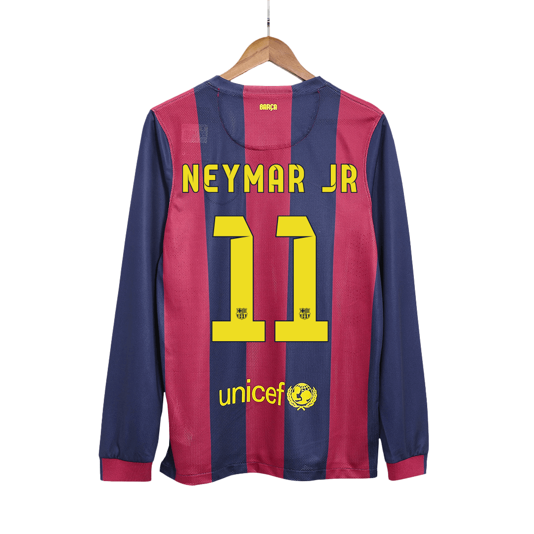 Retro NEYMAR JR #11 2014/15 Barcelona Home Long Sleeve Soccer JerseyAu