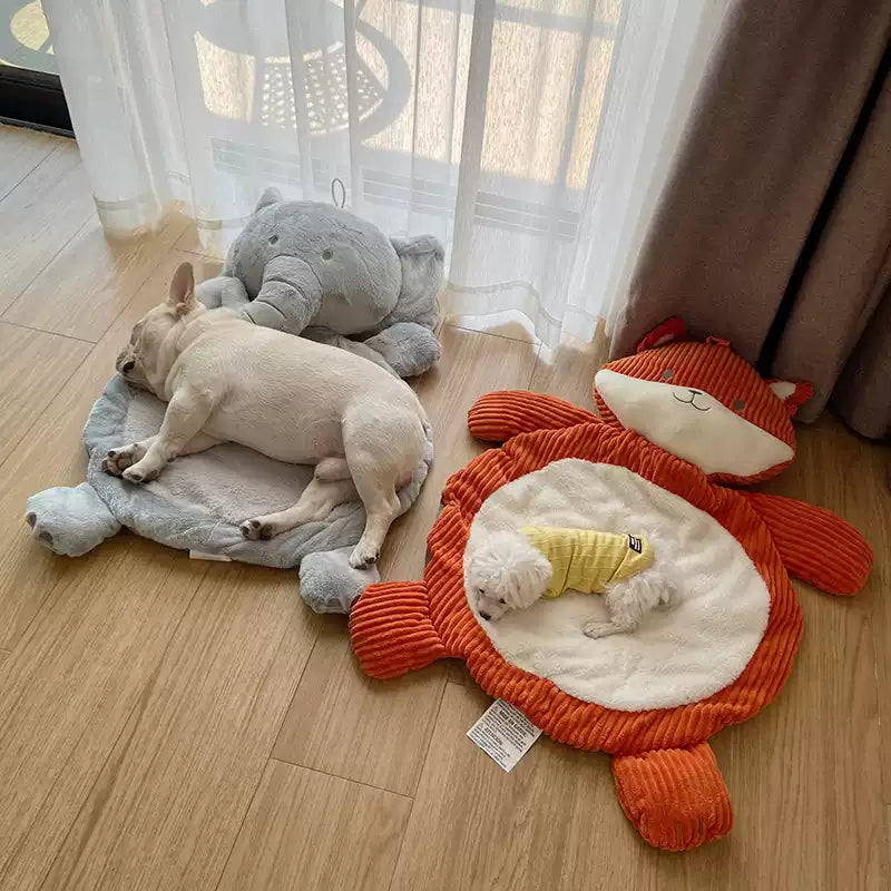 Cartoon French Bulldog Bed – Warm Plush Winter Sleeping Mat