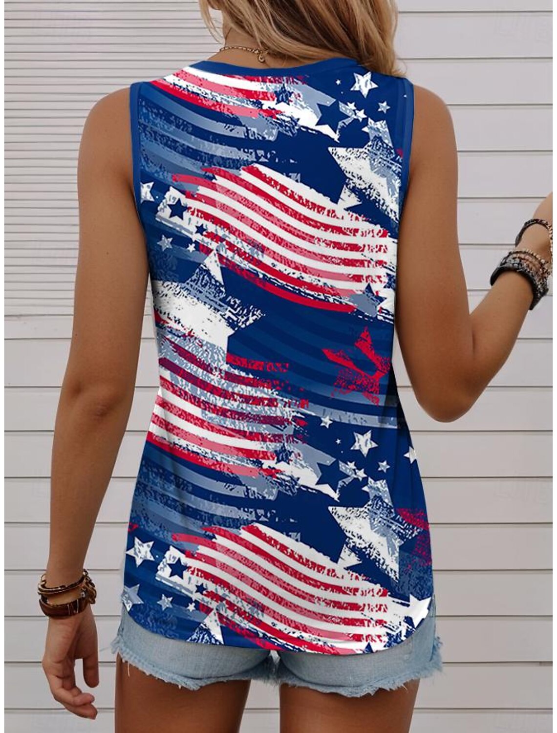 Women's Tank Top Vest Casual Independence Day Print Sleeveless Regular Tops Crew Neck Summer