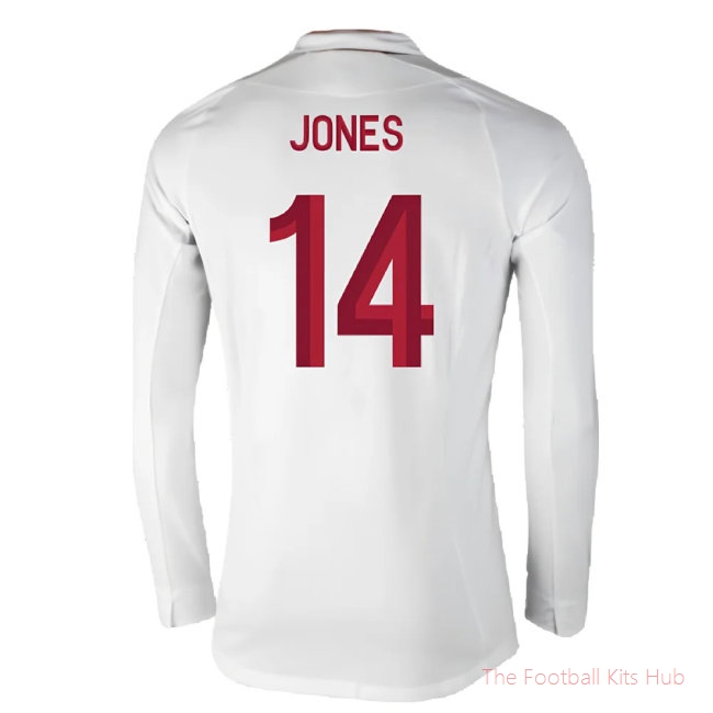 England 2012-13 Long Sleeve Home Shirt (L) (Fair) (Jones 14)