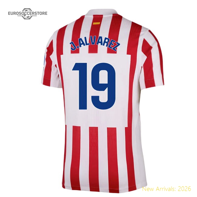 2025-2026 Madrid Atletico Madrid Home Kit Shirt (J.Alvarez 19)