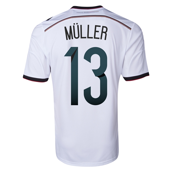 2014 Germany 13 MULLER Home White Soccer Jersey Shirt - Official