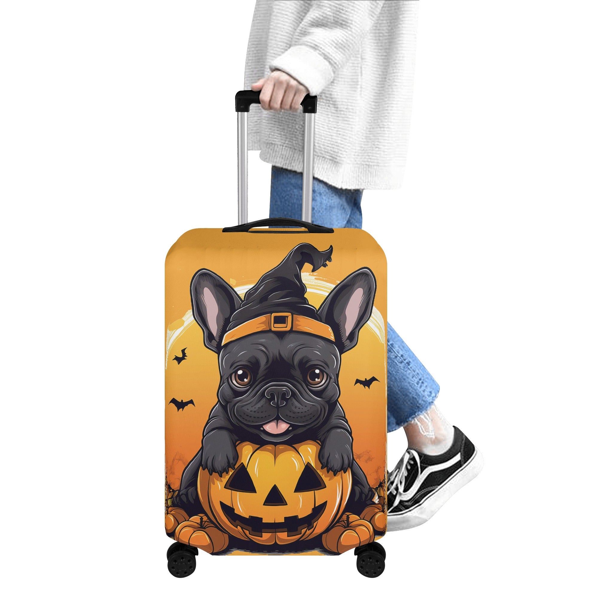 French Bulldog Halloween Vibes Luggage Cover Useful Frenchie Gear