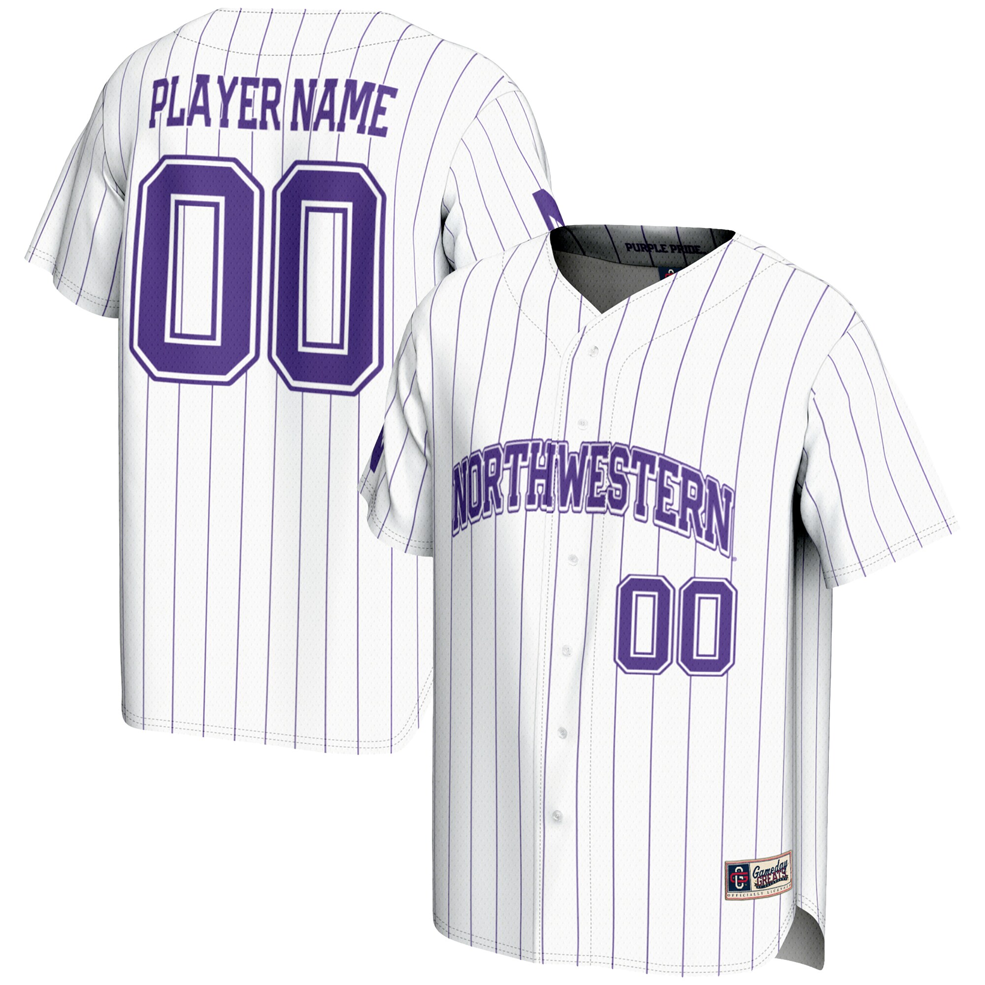 [DDG] Northwestern Wildcats GameDay Greats NIL Pick-A-Player Lightweight Baseball Jersey - White