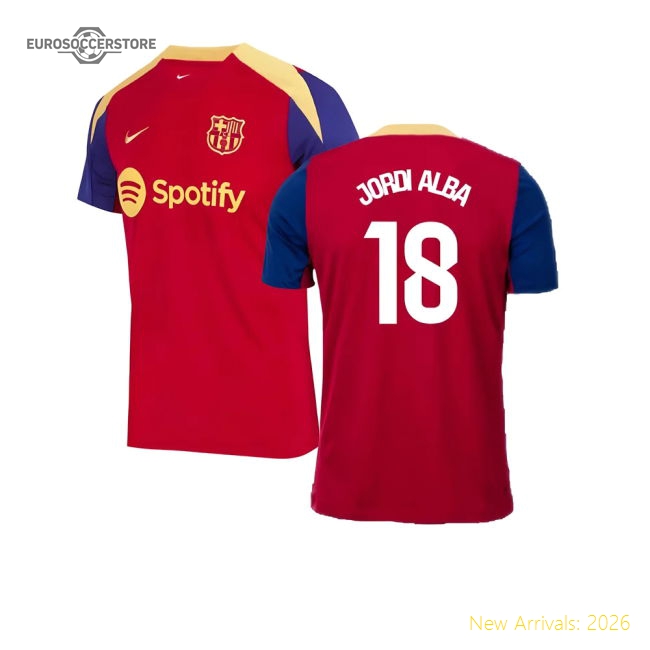 2023-2024 Blaugrana Strike Training Shirt (red) (jordi Alba 18)
