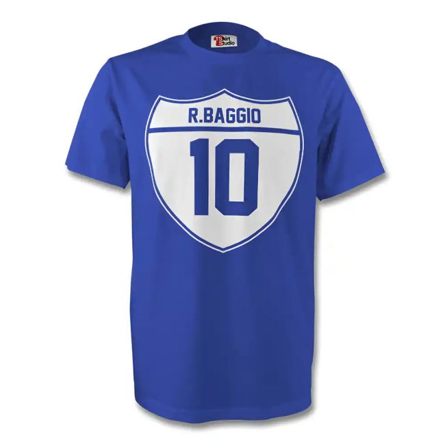 Roberto Baggio Italy Crest Tee (Blue) Euro Holland Netherlands