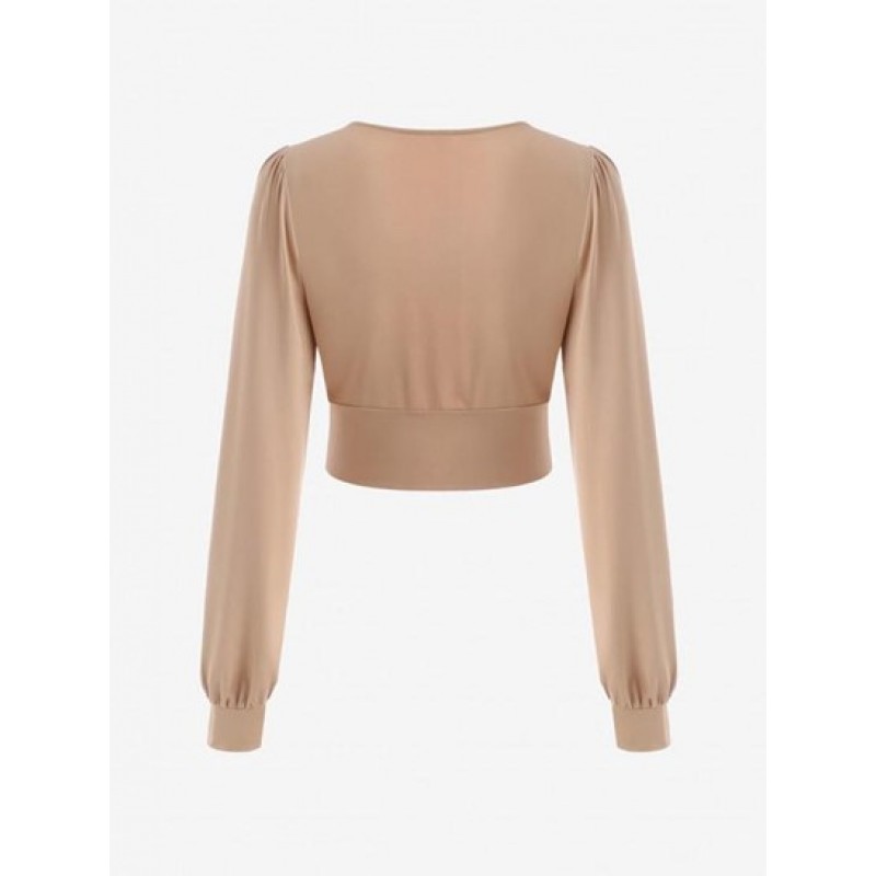 Plunging Wide Waistband Blouse ZD7979