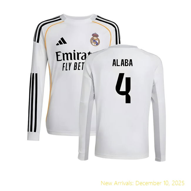 2025-2026 Real Madrid Long Sleeve RM High-Quality Home Shirt (Kids)
