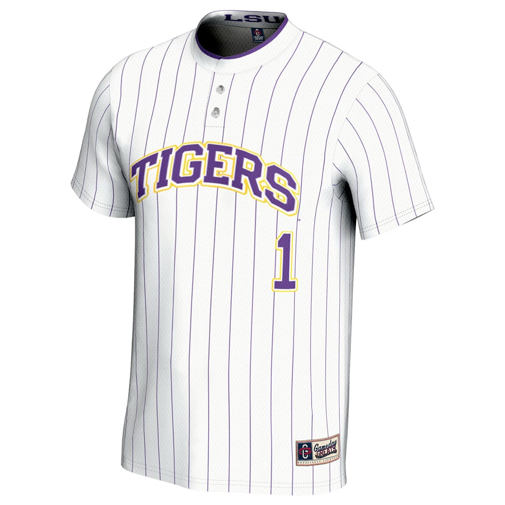 #1 LSU Tigers GameDay Greats Unisex Lightweight Softball Jersey - White