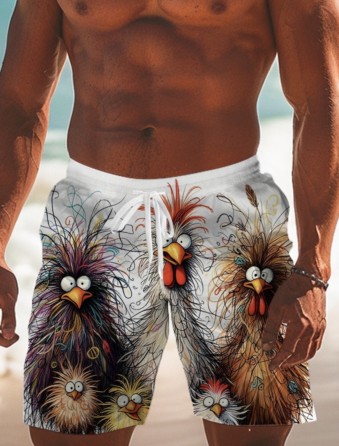 Men's Animal Chick Board Shorts Swimming Trunks Shorts Mid Waist Fashion Streetwear Designer Casual Daily Streetwear Drawstring Pocket Elastic Waist Designer Clothing Apparel