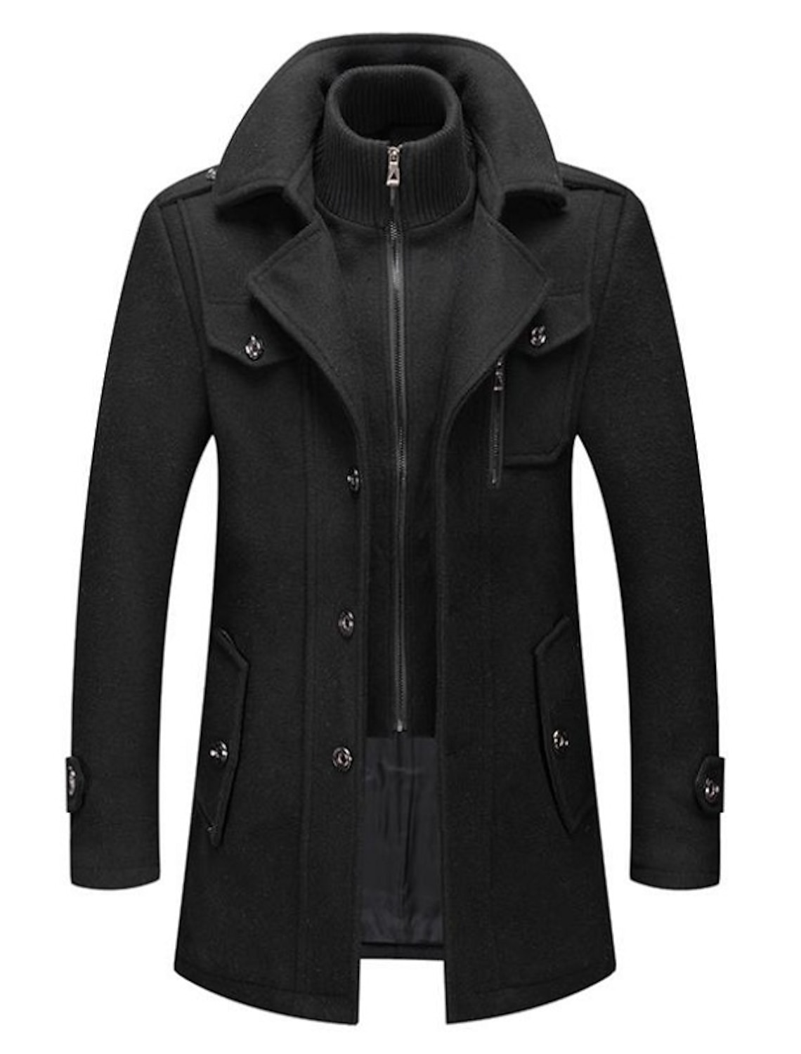 Men's Winter Coat Wool Overcoat Business Casual 30% Windproof Warm