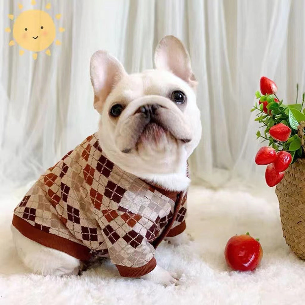 French Bulldog Cardichic French Bulldog Sweater Button Up Elastic