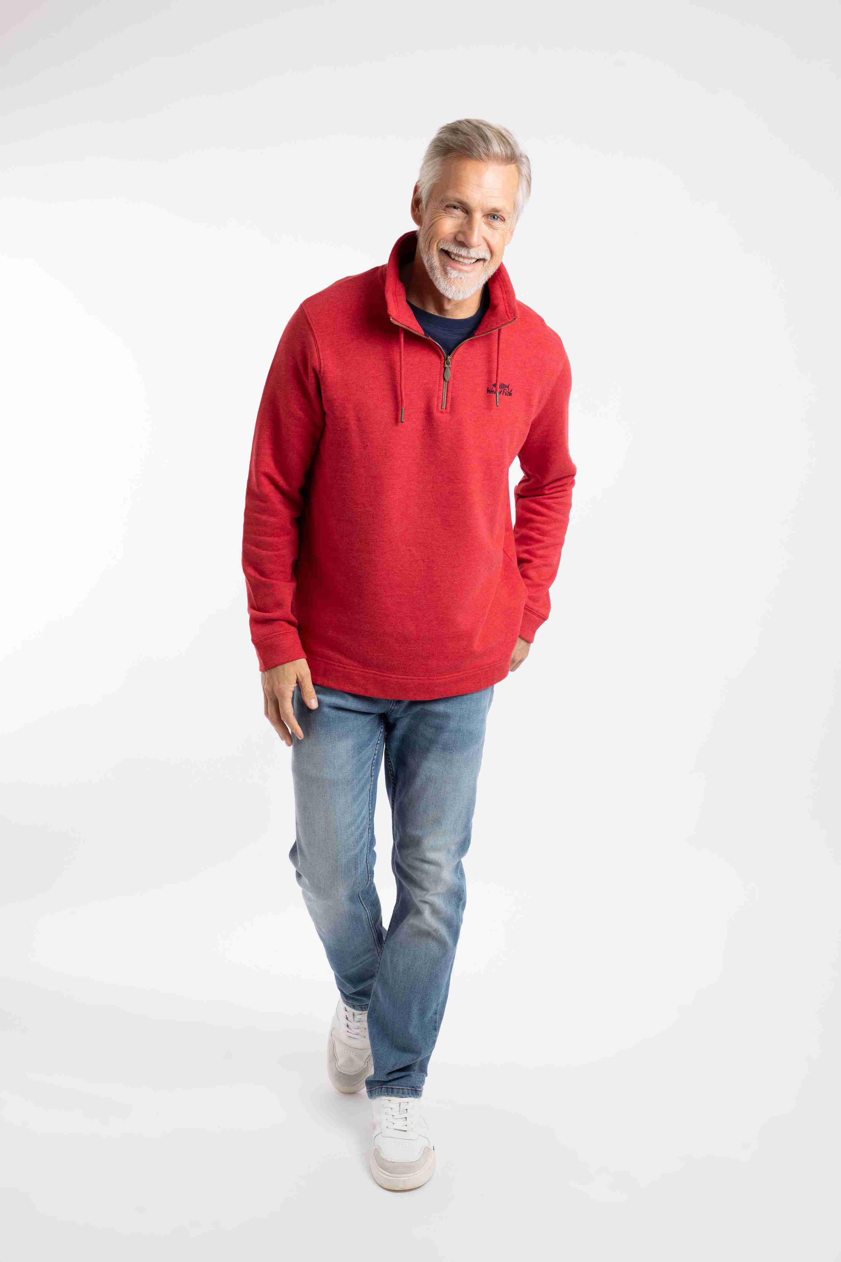 Brampton 1/4 Zip Sweatshirt Barberry Red Marl