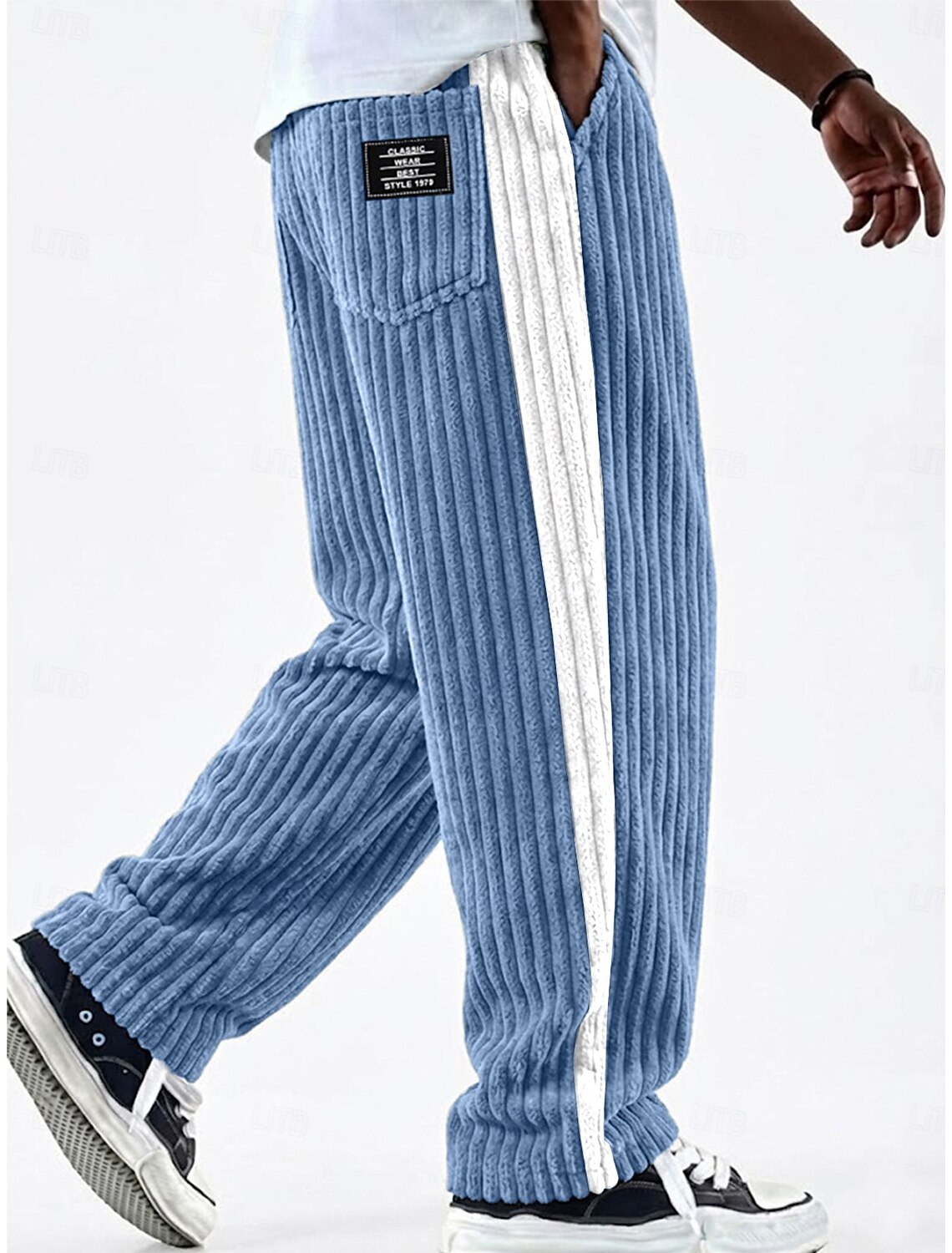 Men's Shorts Casual Shorts Corduroy Shorts Pocket Elastic Waist Simple Plain Comfort Breathable Knee Length Casual Outdoor Vacation Vacation Fashion Black White Micro-elastic