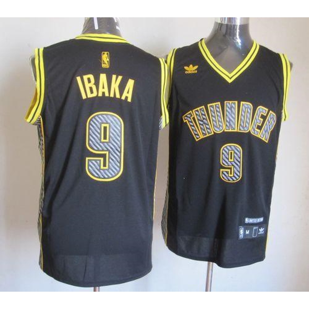 Thunder #9 Serge Ibaka Black Electricity Fashion Stitched NBA Jersey