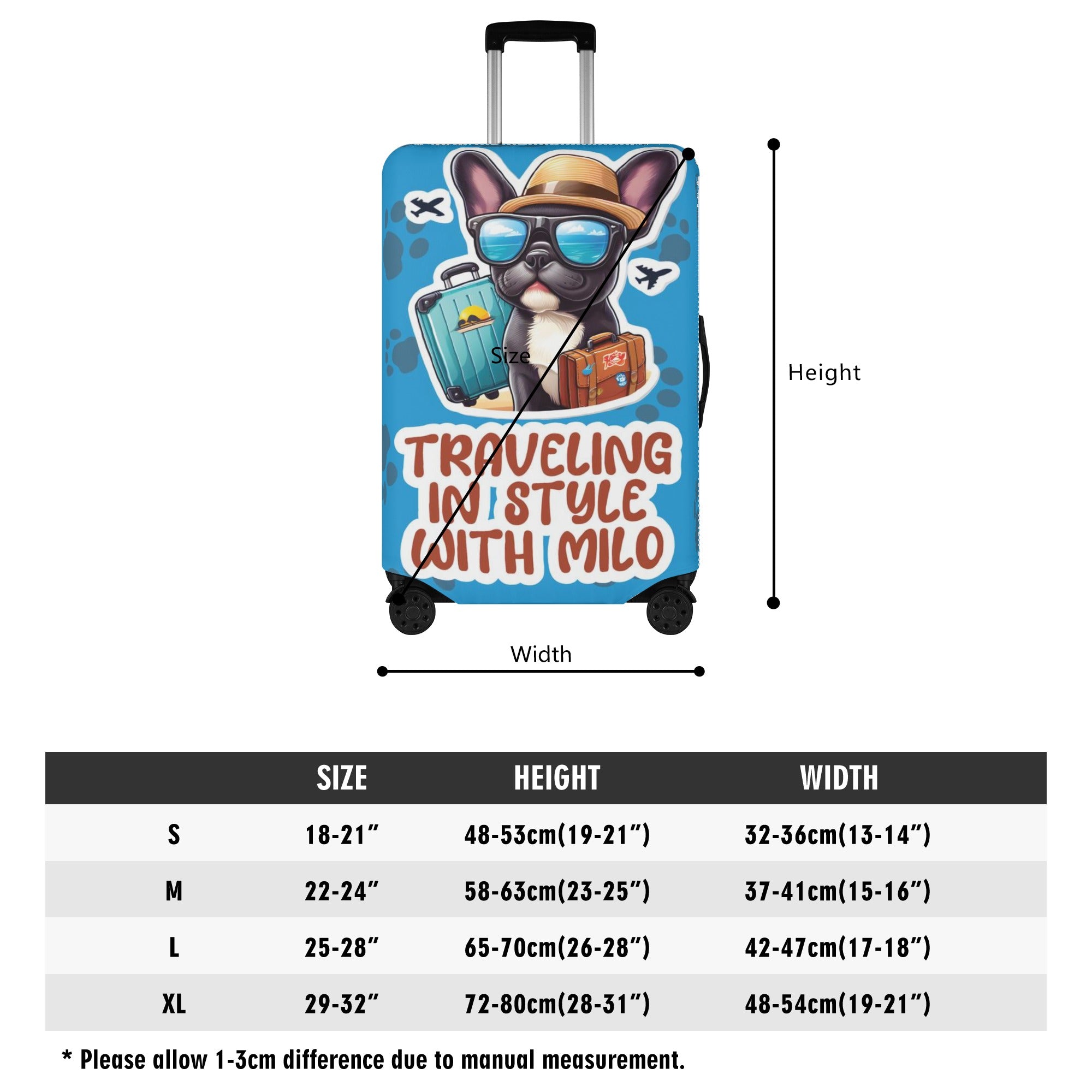 Frenchie-Fan Personalized Luggage Cover With Frenchie Name - Luggage ...