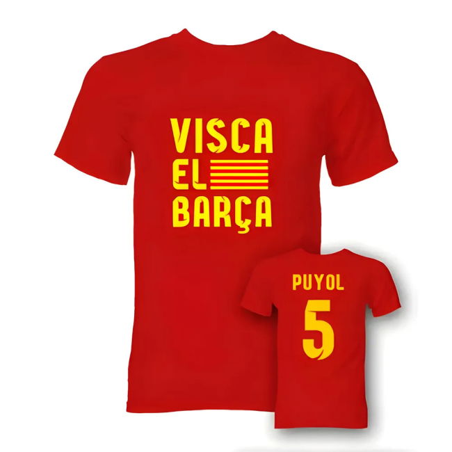 Carlos Puyol Visca El Barca Hero T-Shirt - New - Wear- Auth- ClubPride