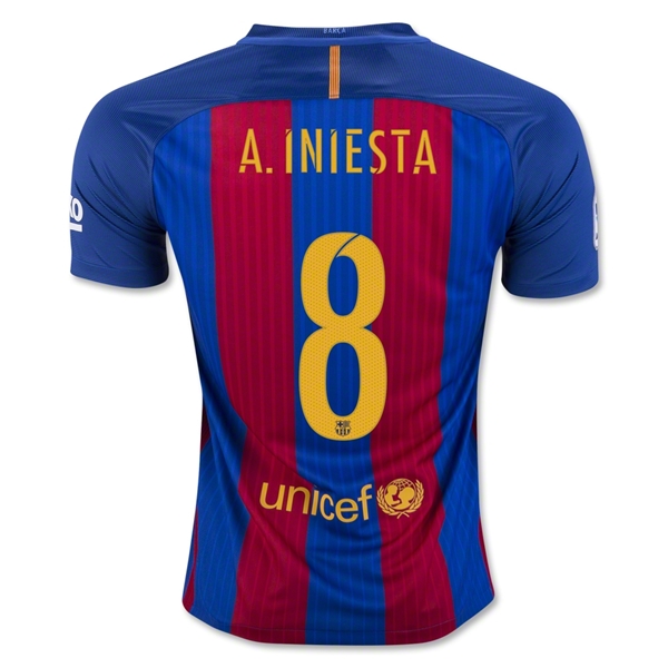 Barcelona 201617 Home A INIESTA 8 Shirt - Official Replica 11937