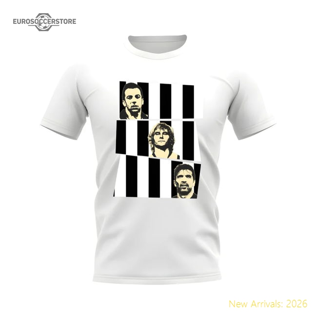 Premium Del Piero Nedved Buffon Juventus Trio T-Shirt (White)