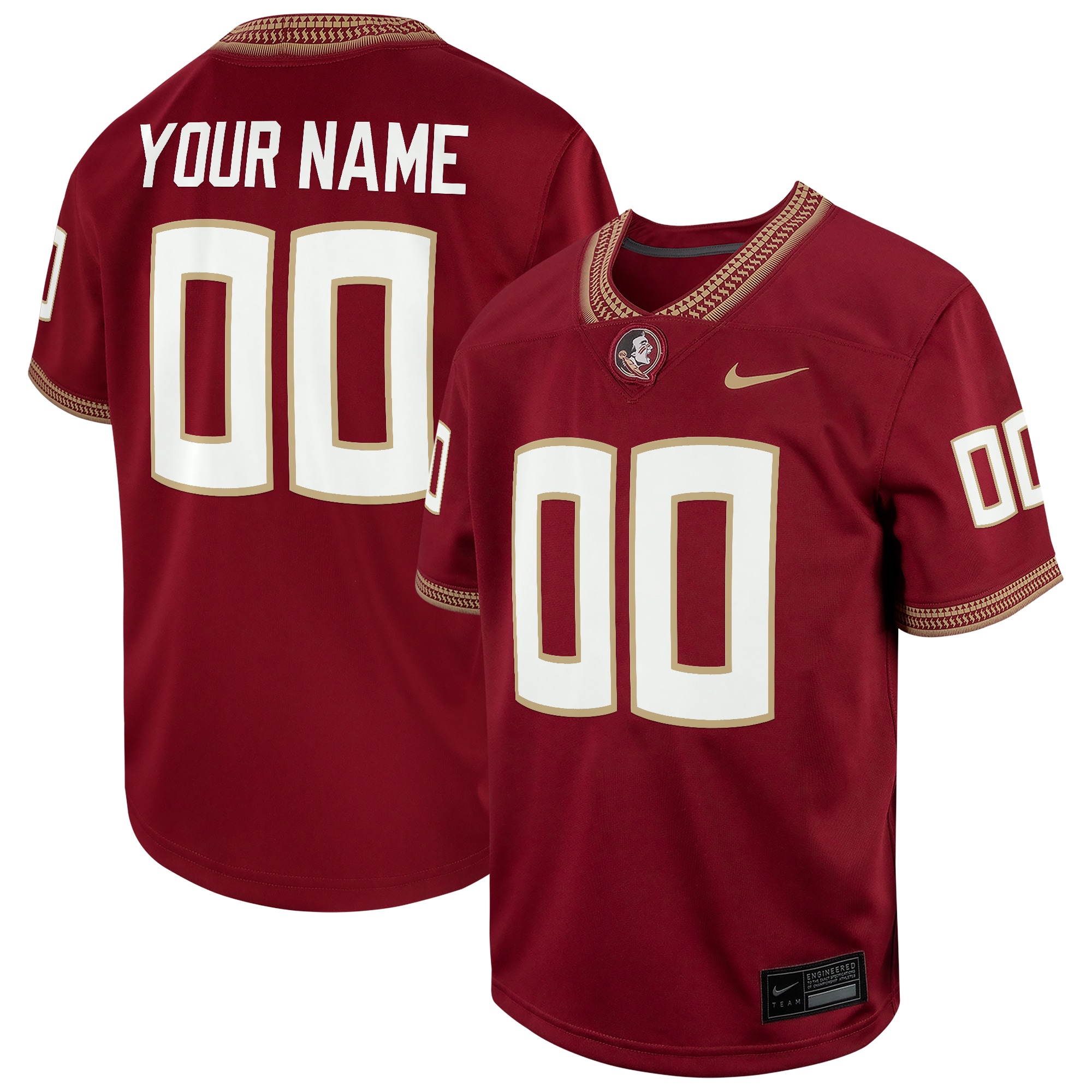 [NJP] Florida State Seminoles Custom Replica Football Game Jersey - Garnet