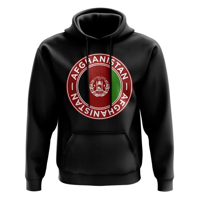 Exclusive-Design Afghanistan Football Badge Hoodie (Black)