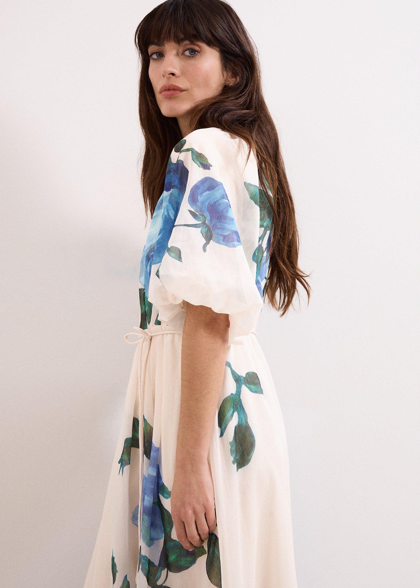 Petite Adeline Cream Floral Midi Dress